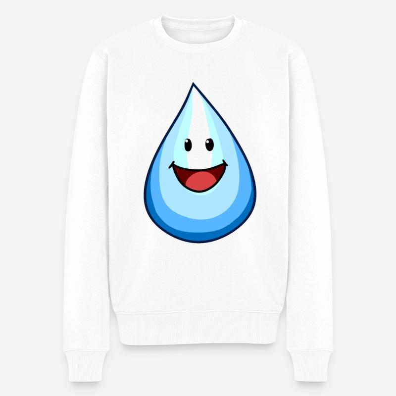 Wasser Wassertropfen Tropfen Regentropfen Regen - Männer Premium Bio Pullover - Weiß