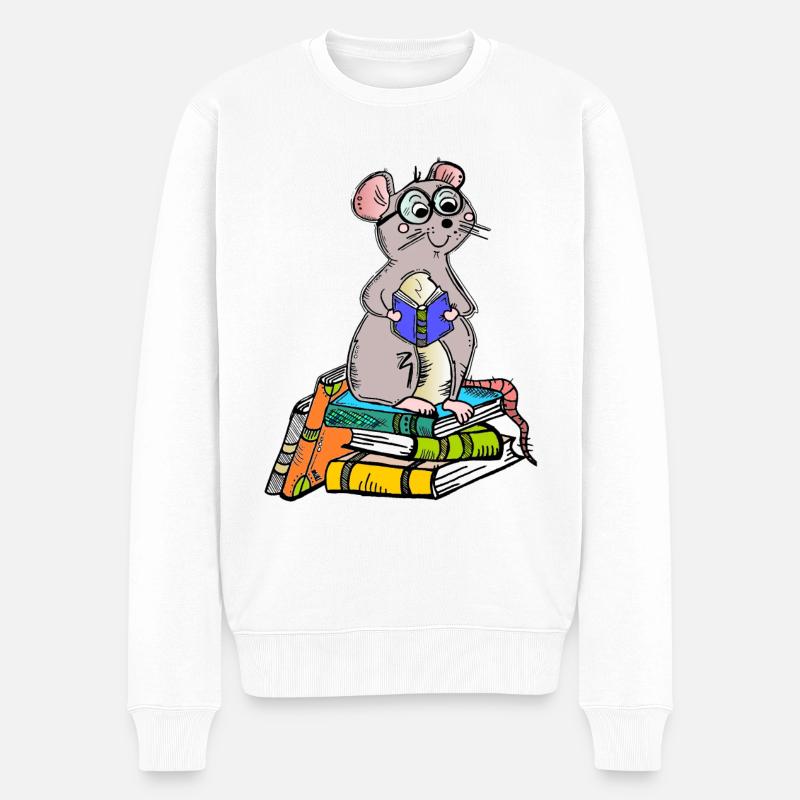 Livre Nerd - Bookworm - Pull Premium bio Homme - blanc
