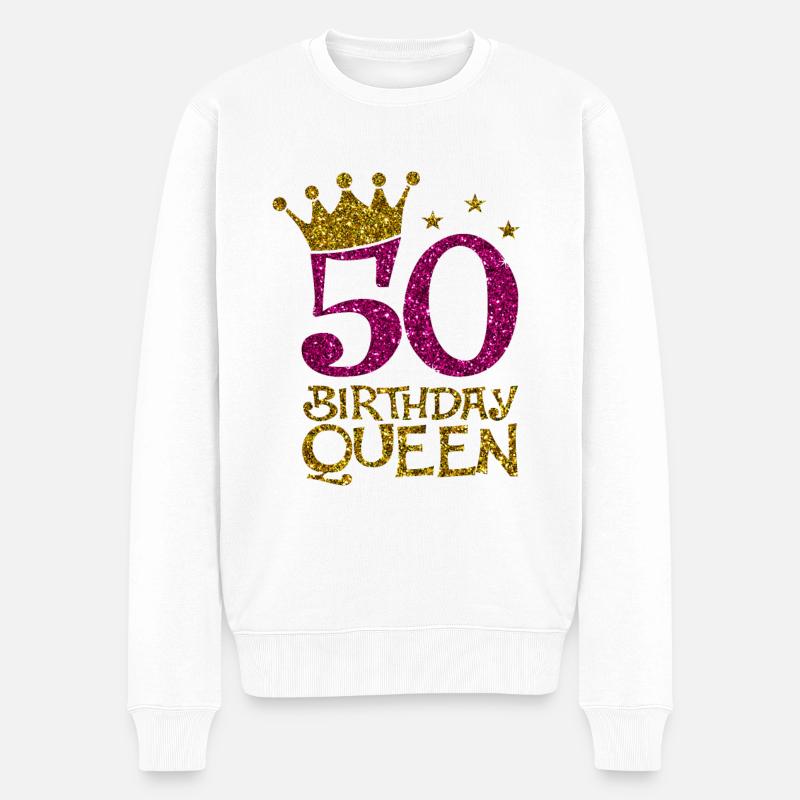 50 Birthday Queen Bday - Männer Premium Bio Pullover - Weiß