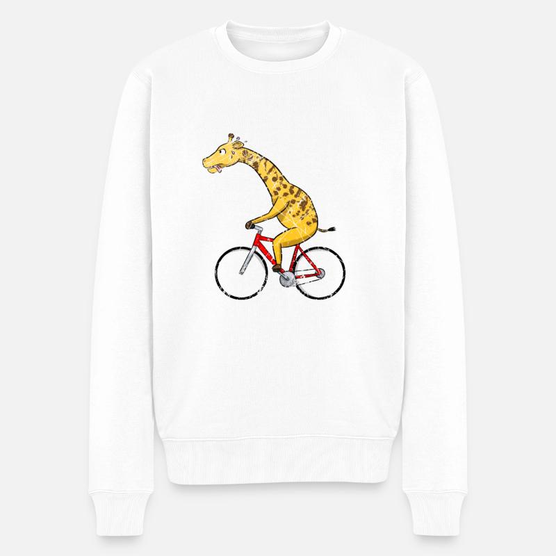 Drôle de girafe vélo drôle - Pull Premium bio Homme - blanc