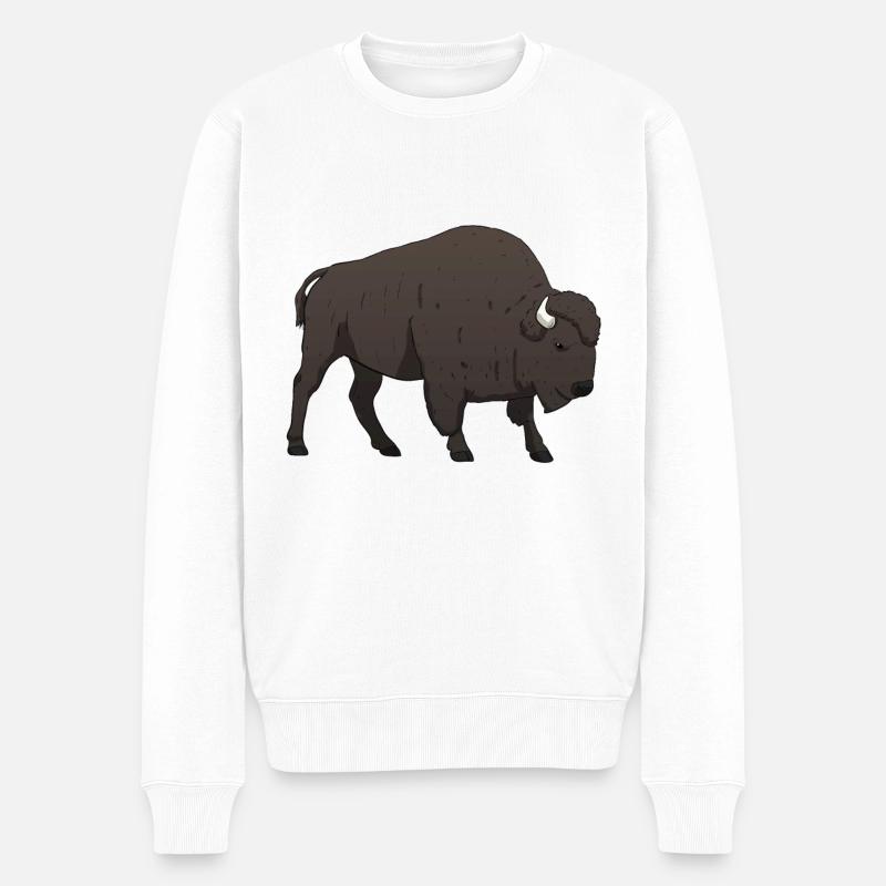 Buffle de bison - Pull Premium bio Homme - blanc