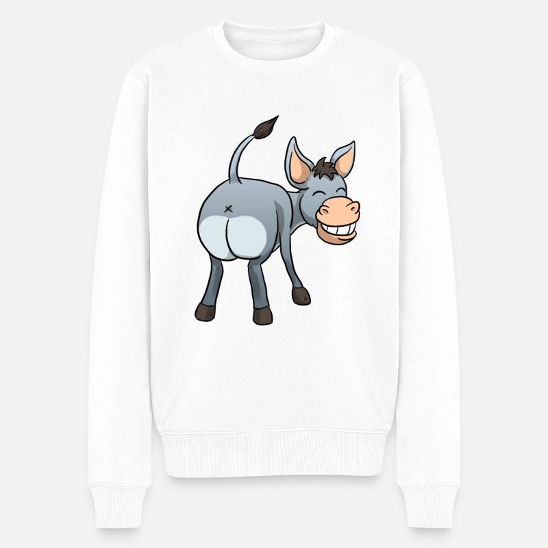 Lustiger Esel - Männer Premium Bio Pullover - Weiß
