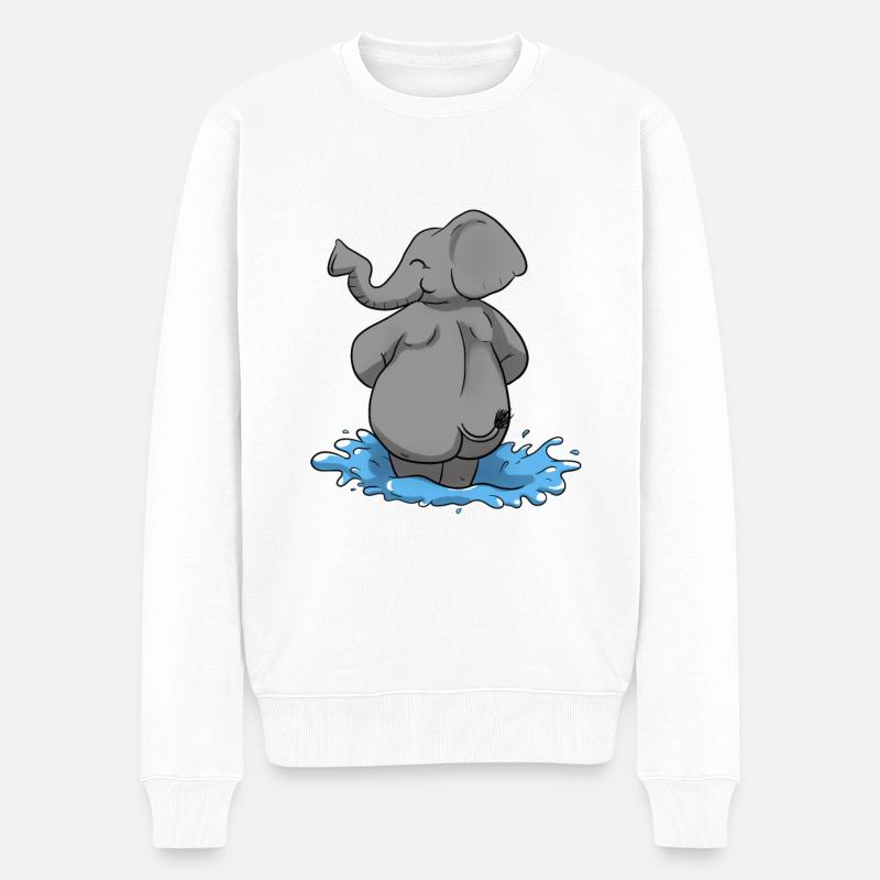 Elefant Wasser Elephant - Männer Premium Bio Pullover - Weiß