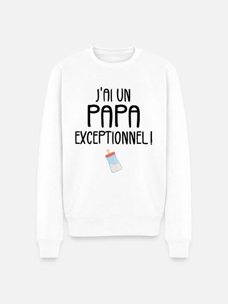 J'ai un Papa Exceptionnel - Pull Premium bio Homme - blanc