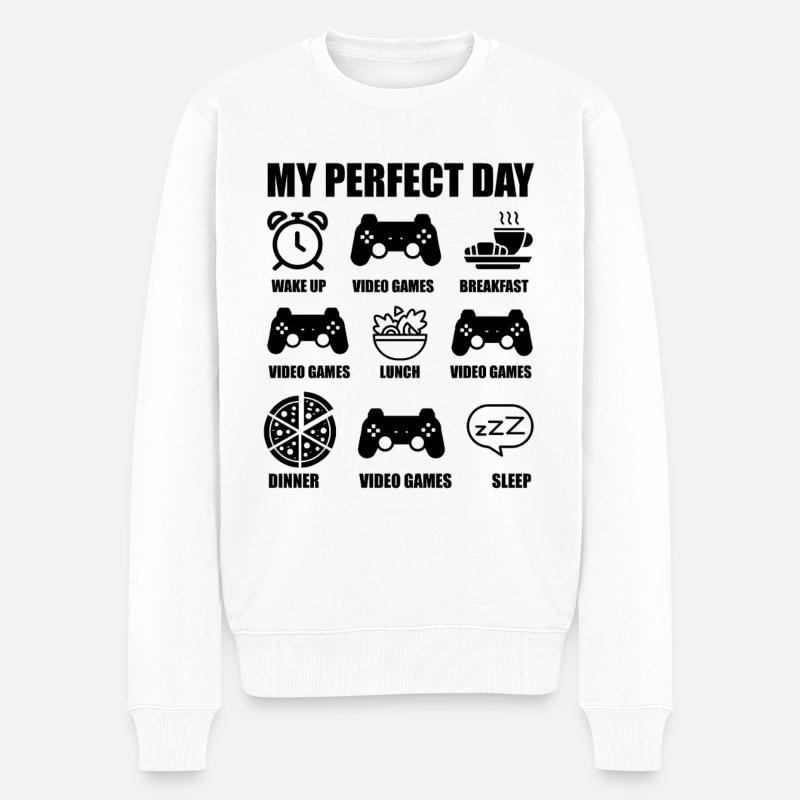 My perfect day - gamer - Pull Premium bio Homme - blanc