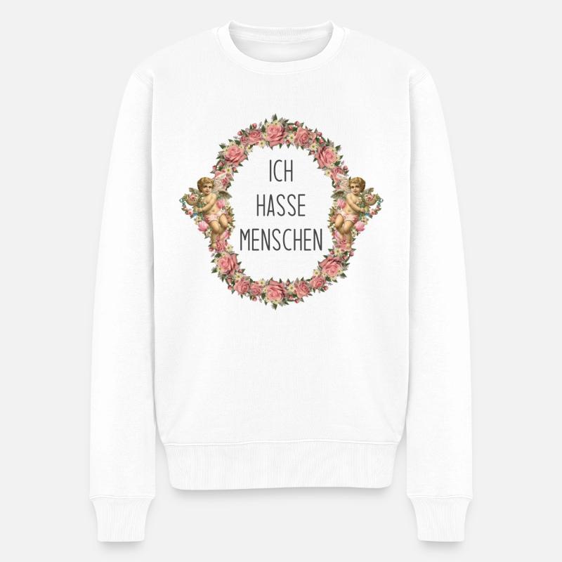 Ich hasse Menschen - Männer Premium Bio Pullover - Weiß
