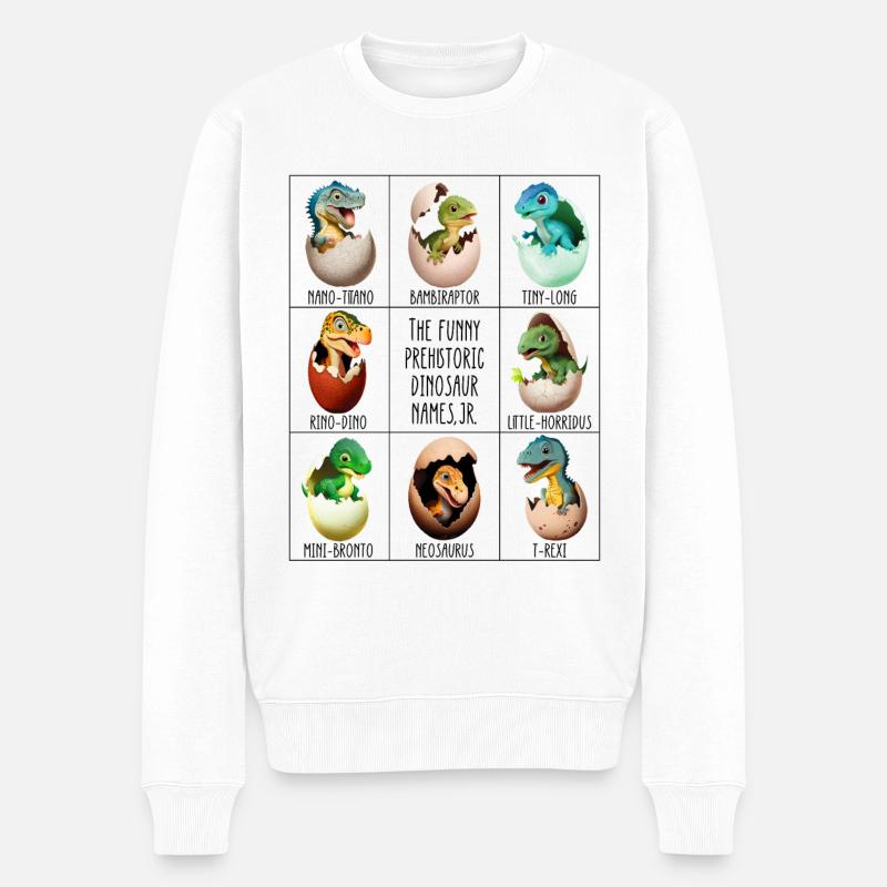 Baby Dinosaurier im Ei - Männer Premium Bio Pullover - Weiß