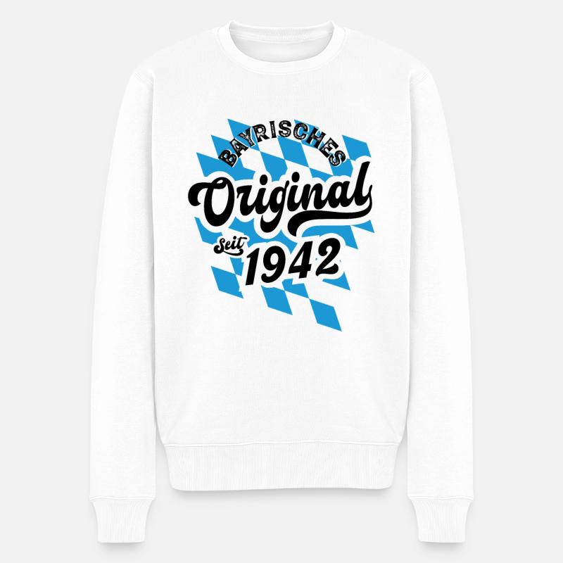 Bayrisches Original seit 1942 Geburtstag - Männer Premium Bio Pullover - Weiß