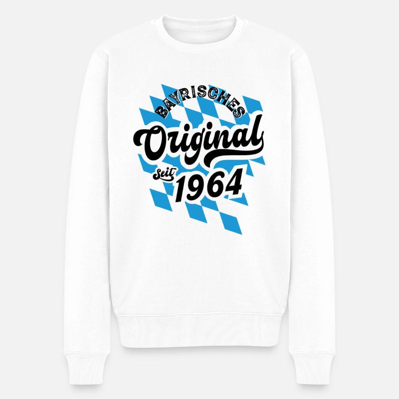 1964 Bayrisches Original seit 1964 Geburtstag - Männer Premium Bio Pullover - Weiß