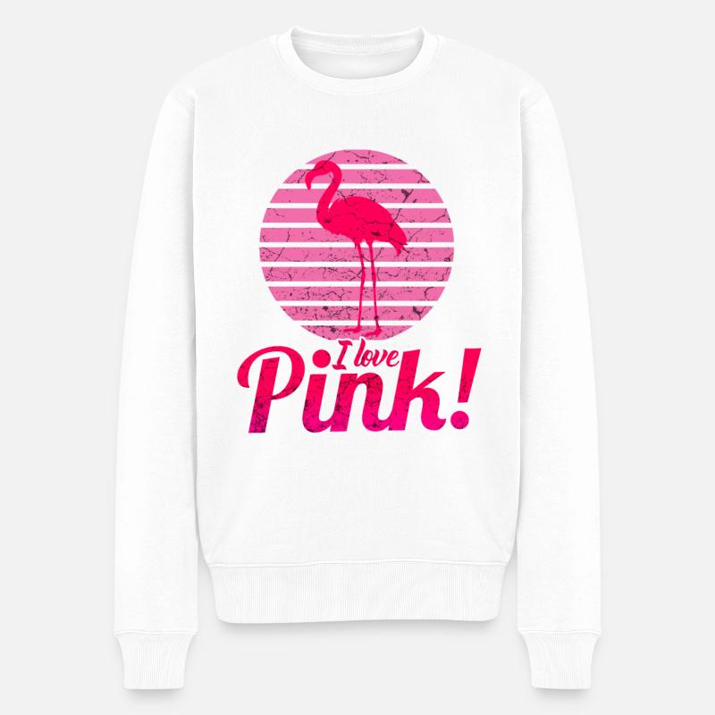 Flamant rose - Pull Premium bio Homme - blanc