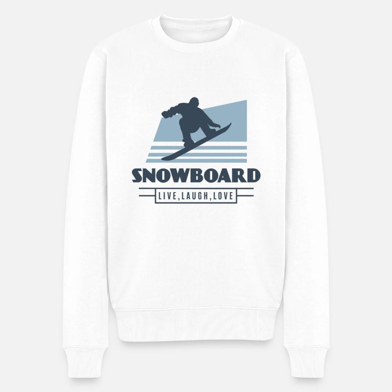 Vivre, rire, aimer, cadeau snowboarder - Pull Premium bio Homme - blanc