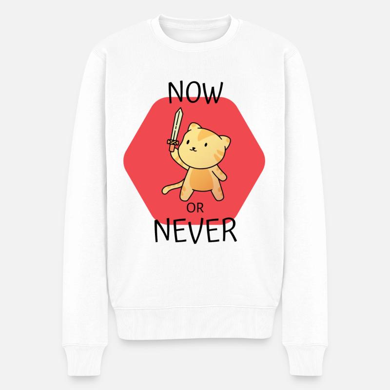 Now or Never - Männer Premium Bio Pullover - Weiß