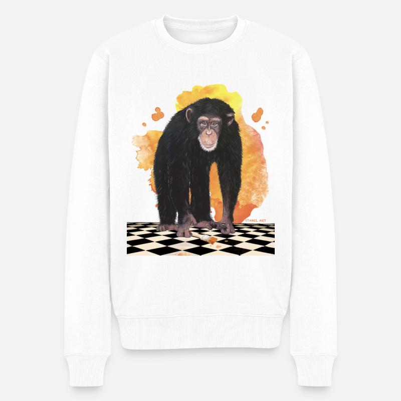 Schimpanse - Männer Premium Bio Pullover - Weiß