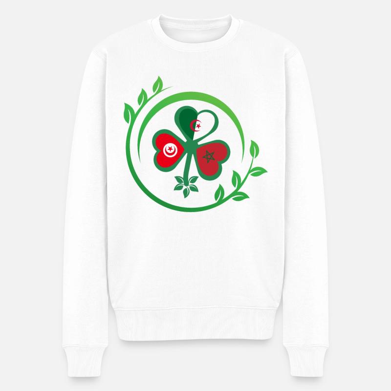 Trèfle Maroc Algérie Tunisie, symbole Maghreb uni. - Pull Premium bio Homme - blanc
