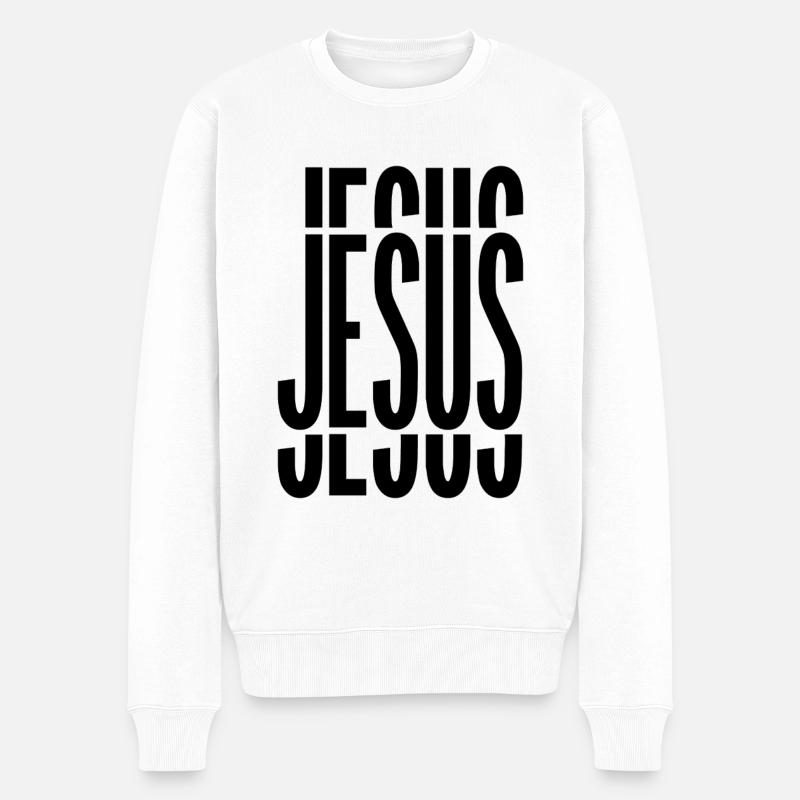 Jesus - Männer Premium Bio Pullover - Weiß