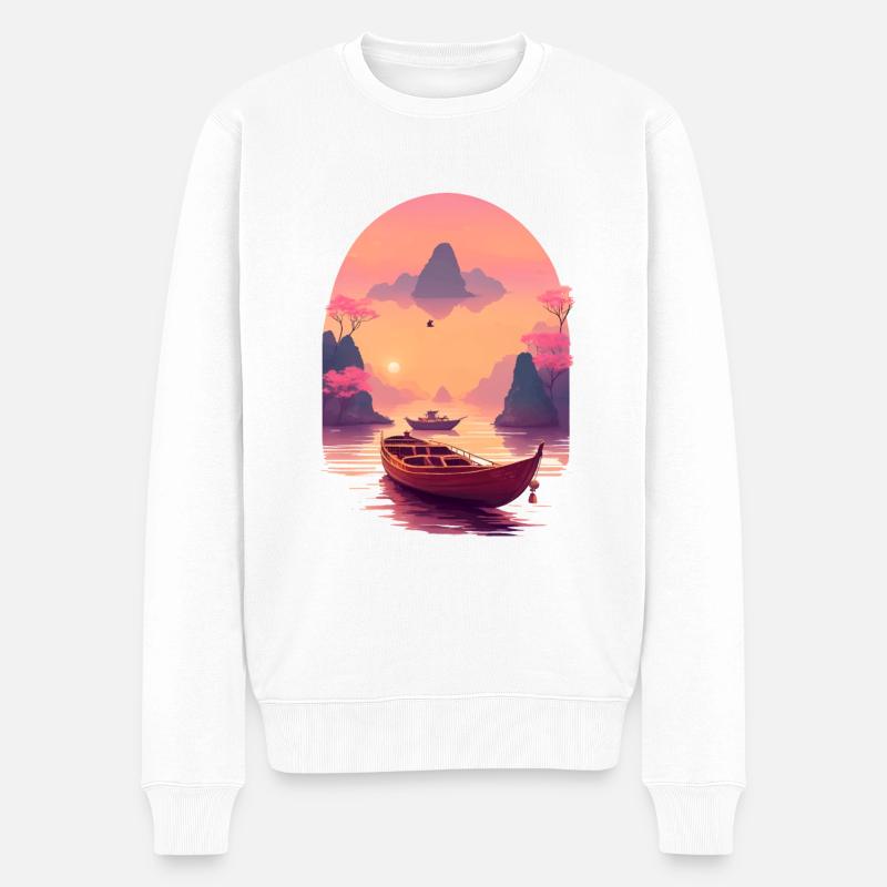 Sunset Serenade, Ninh Binh - Männer Premium Bio Pullover - Weiß