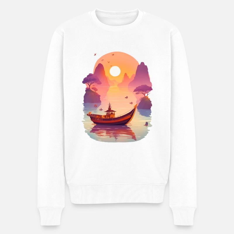 Sunset Serenade, Ninh Binh - Männer Premium Bio Pullover - Weiß