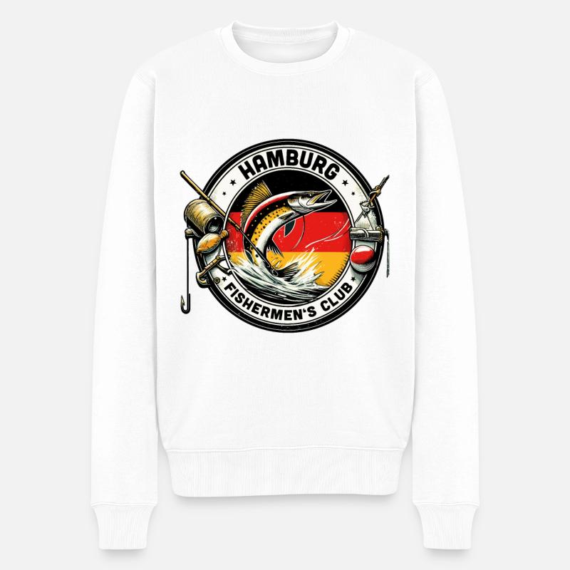 Conception du club de pêcheurs de Hambourg - Pull Premium bio Homme - blanc