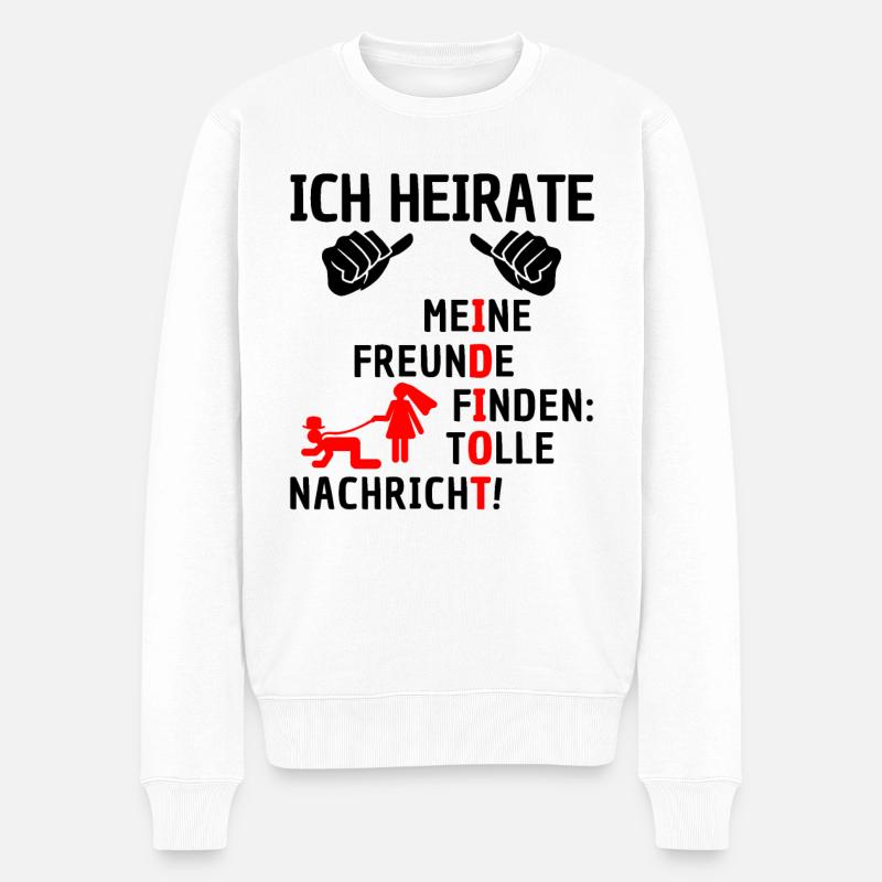 Ich heirate JGA Junggesellenabschied Idiot - Männer Premium Bio Pullover - Weiß