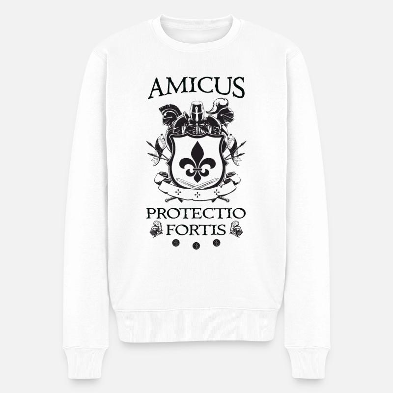 Amicus Protectio Fortis - Männer Premium Bio Pullover - Weiß