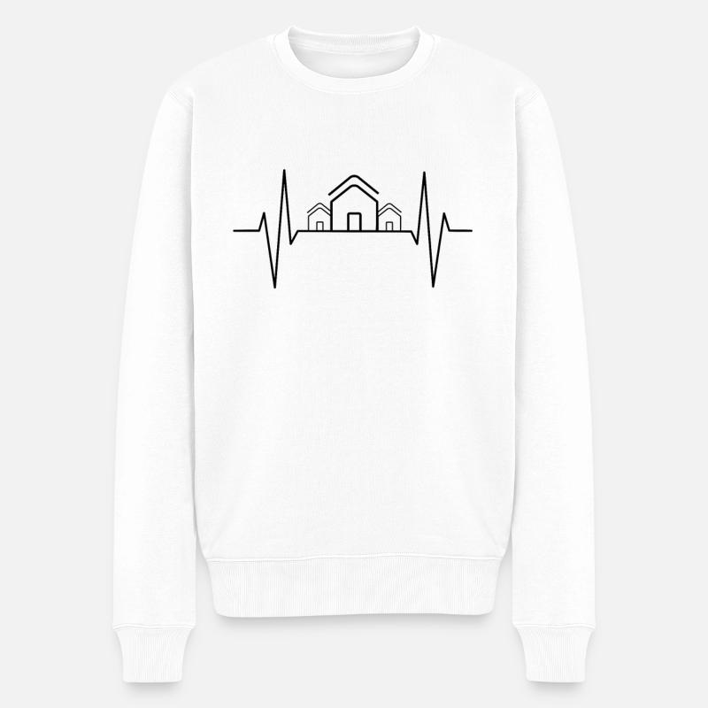 Architekt Herzschlag Häuser - Männer Premium Bio Pullover - Weiß