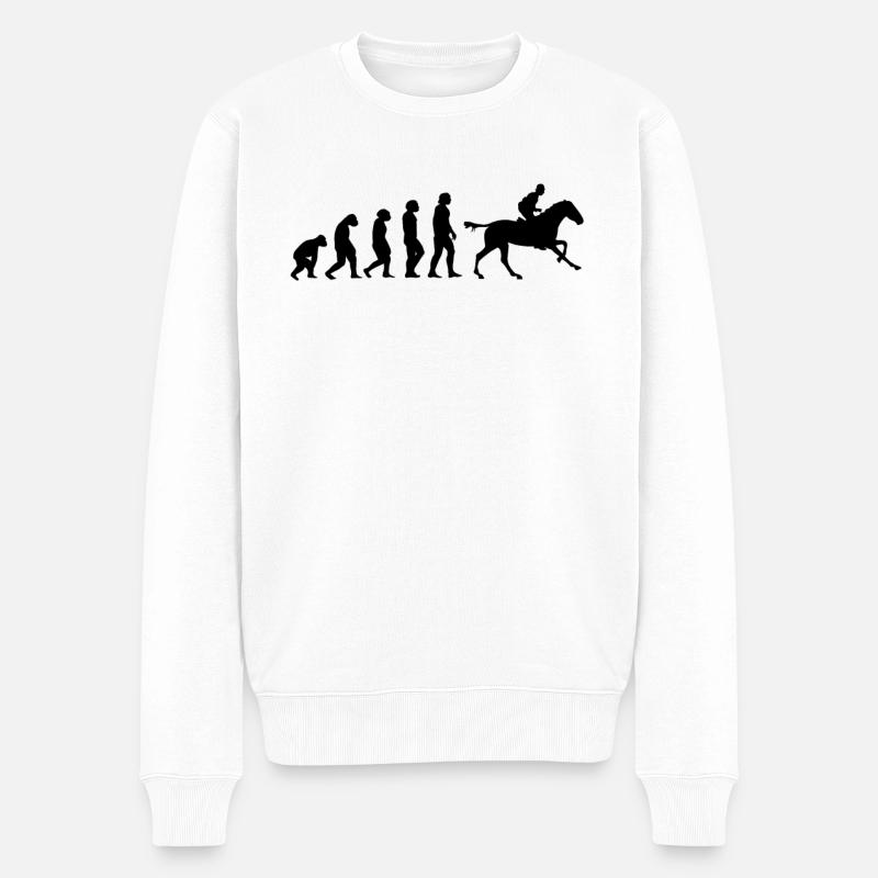 Pferde Reiten Evolution - Männer Premium Bio Pullover - Weiß