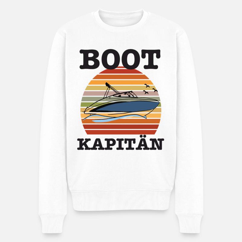 Boot Kapitän - Männer Premium Bio Pullover - Weiß