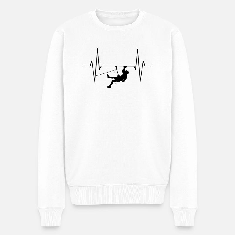 Klettern Herzschlag Geschenk - Männer Premium Bio Pullover - Weiß