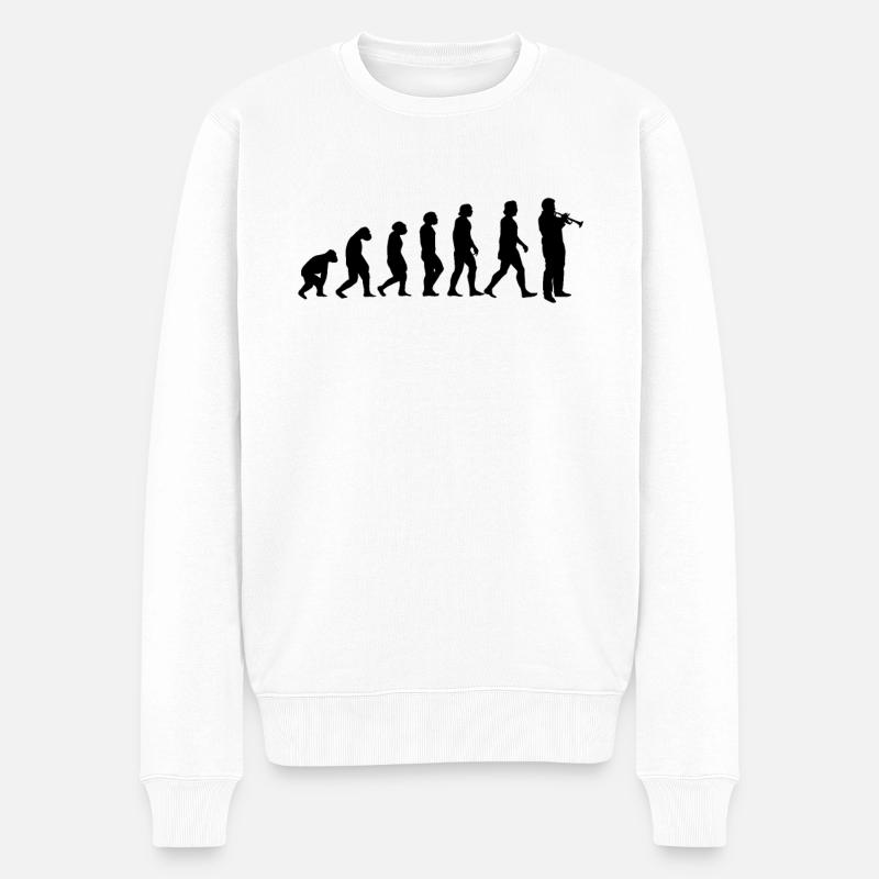 Trompete Trompetenspieler Evolution - Männer Premium Bio Pullover - Weiß