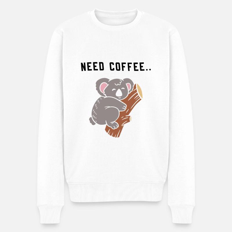 Kaffee Spruch Koalabär - Männer Premium Bio Pullover - Weiß