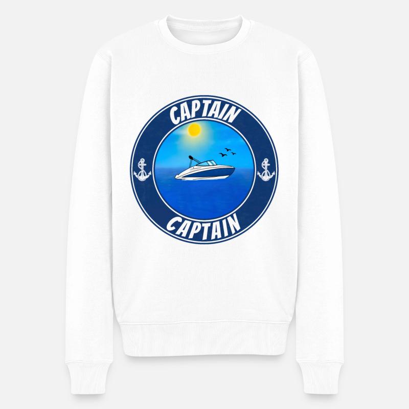 Kapitän Boot - Männer Premium Bio Pullover - Weiß