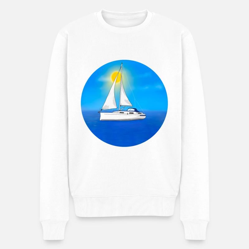 Segelboot - Männer Premium Bio Pullover - Weiß