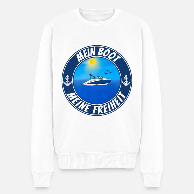 Mein Boot meine Freiheit - Männer Premium Bio Pullover - Weiß