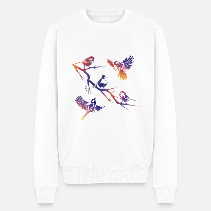 Oiseaux sur une branche - Pull Premium bio Homme - blanc
