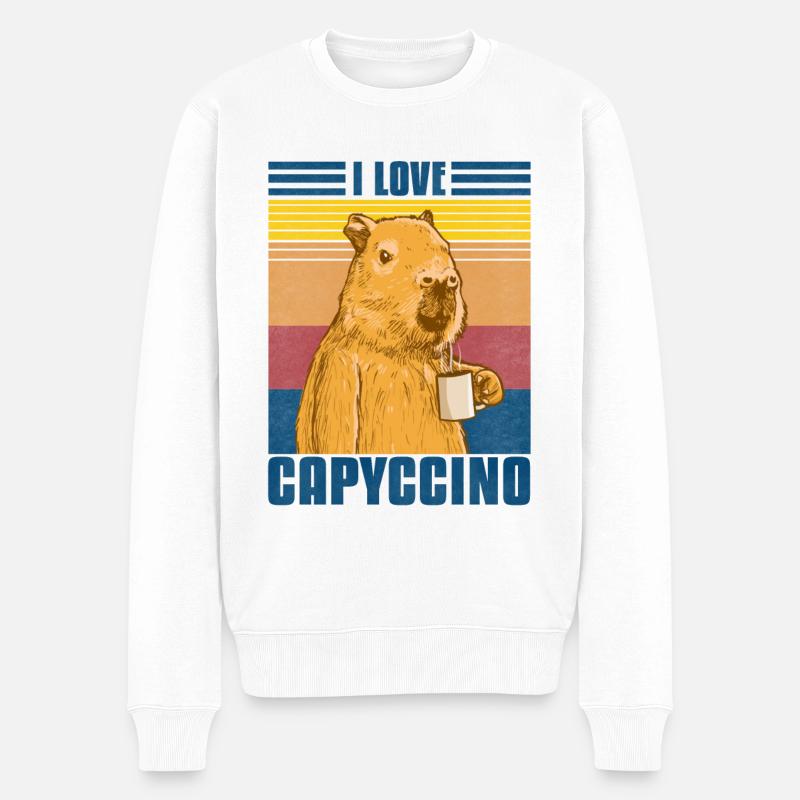 Capybara i Love Capyccino - Pull Premium bio Homme - blanc