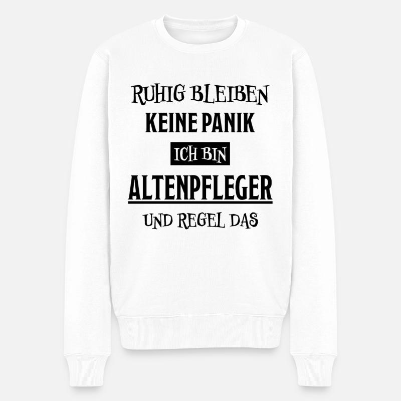 Altenpfleger Lustiger Spruch Altenpfleger Geschenk - Männer Premium Bio Pullover - Weiß
