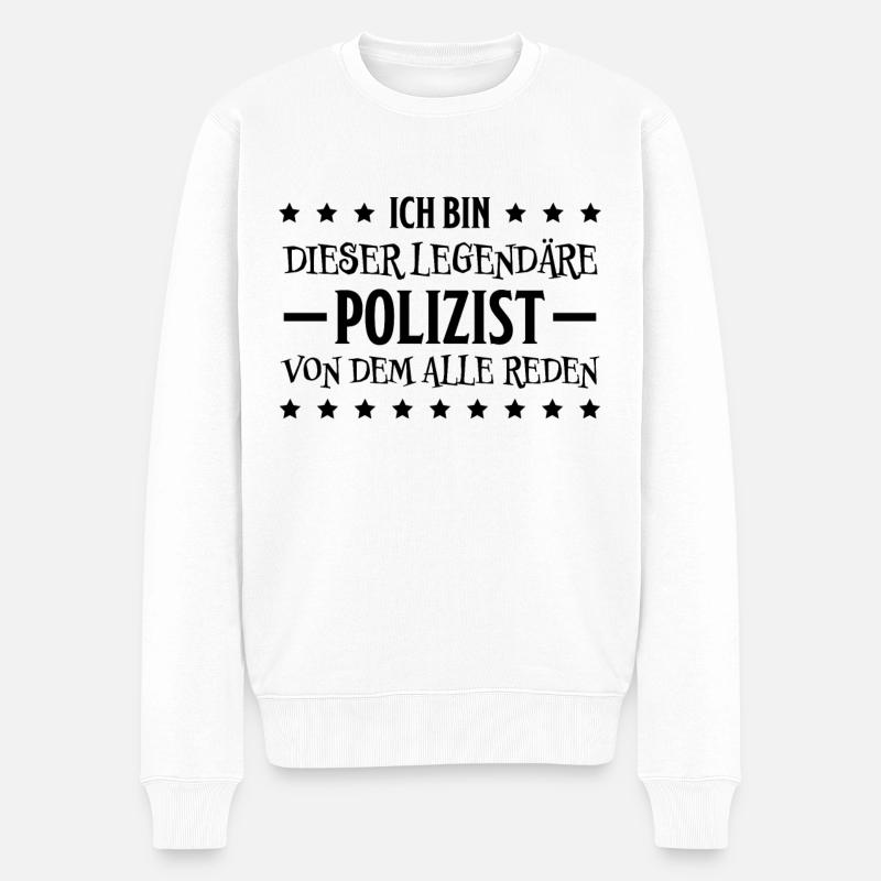 Polizist Lustiger Spruch Polizei Polizist Geschenk - Männer Premium Bio Pullover - Weiß