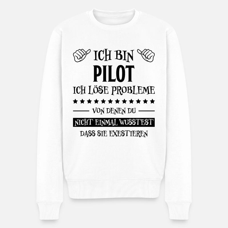 Pilot Lustige Spruch Flug Flugsport Pilot Geschenk - Männer Premium Bio Pullover - Weiß