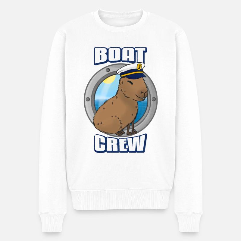 Boot Crew Capybara - Männer Premium Bio Pullover - Weiß