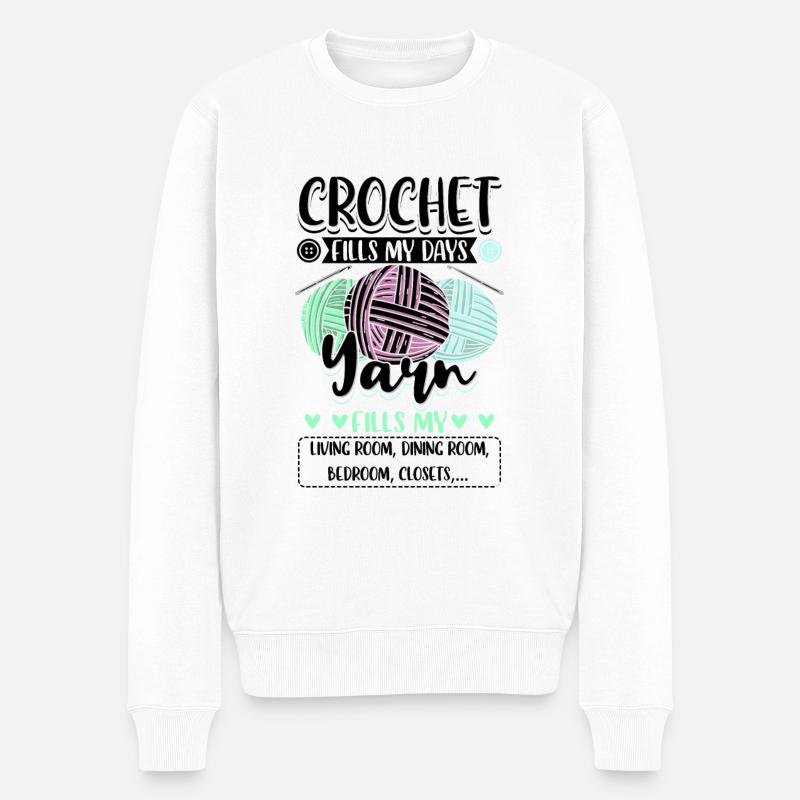 Tricot de laine au crochet - Pull Premium bio Homme - blanc