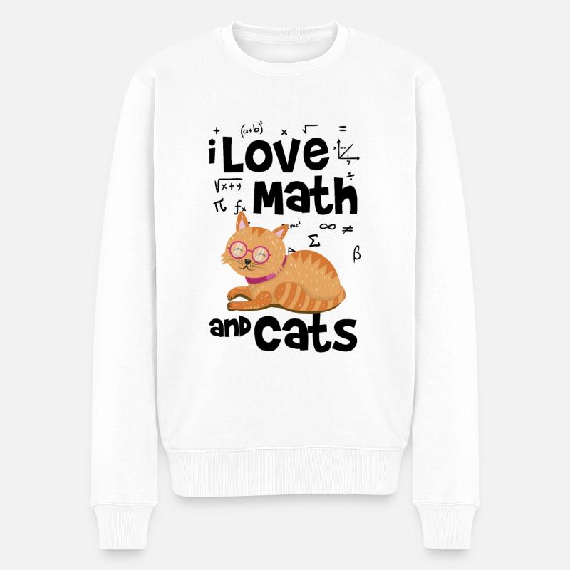 Les mathématiques et les chats - Pull Premium bio Homme - blanc