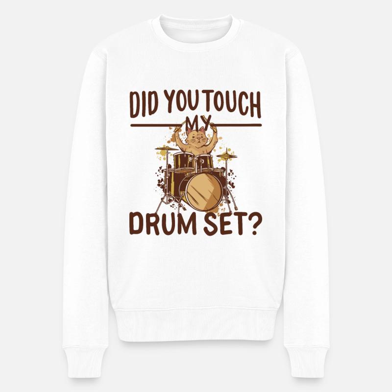 Drums Cat Dicton - Pull Premium bio Homme - blanc