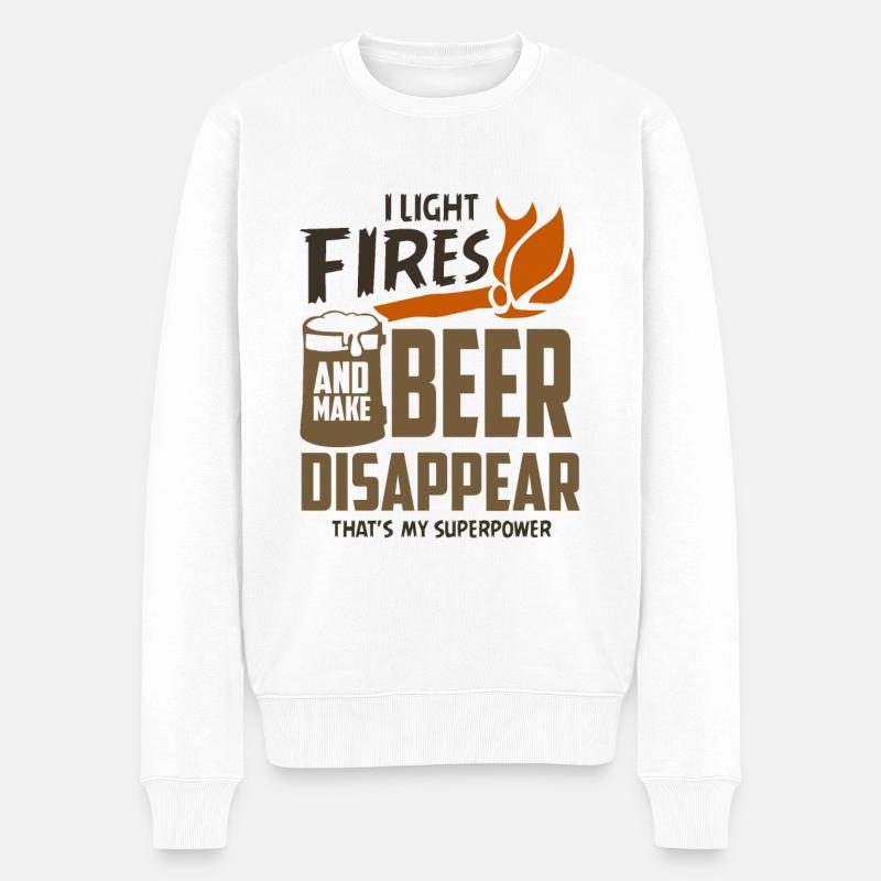 Camping Dictons Bière - Pull Premium bio Homme - blanc