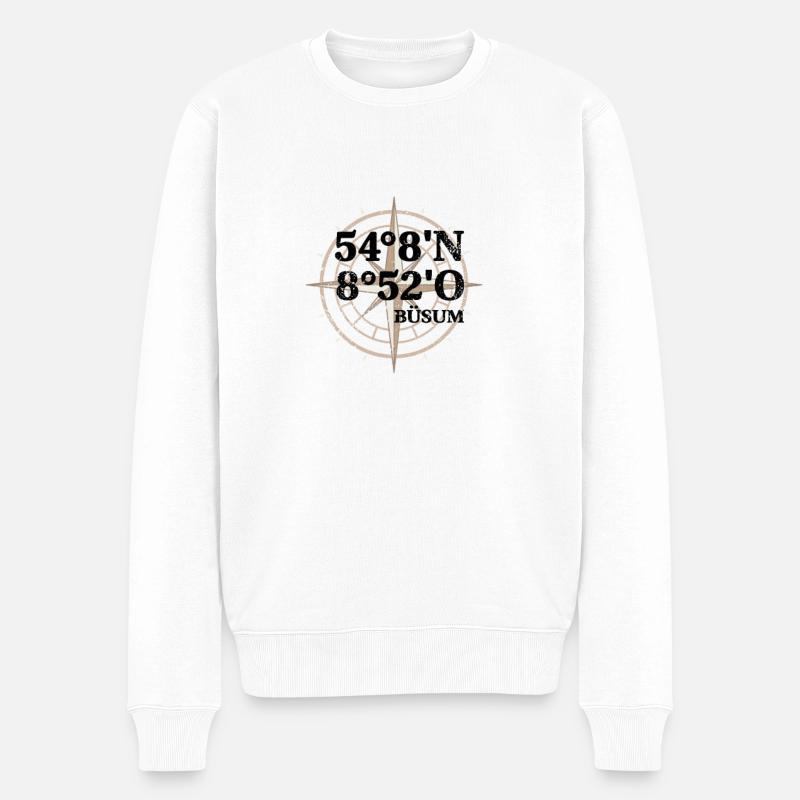 Büsum Koordinaten - Männer Premium Bio Pullover - Weiß