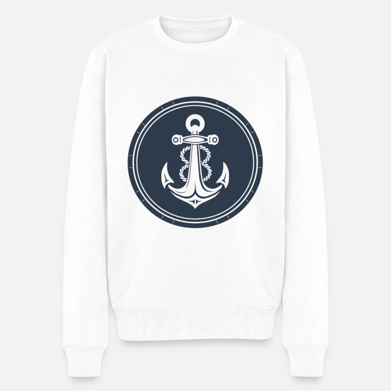 Boot Anker - Männer Premium Bio Pullover - Weiß