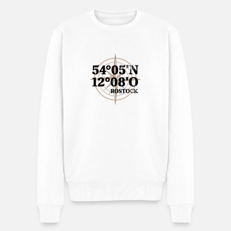 Rostock Koordinaten - Männer Premium Bio Pullover - Weiß
