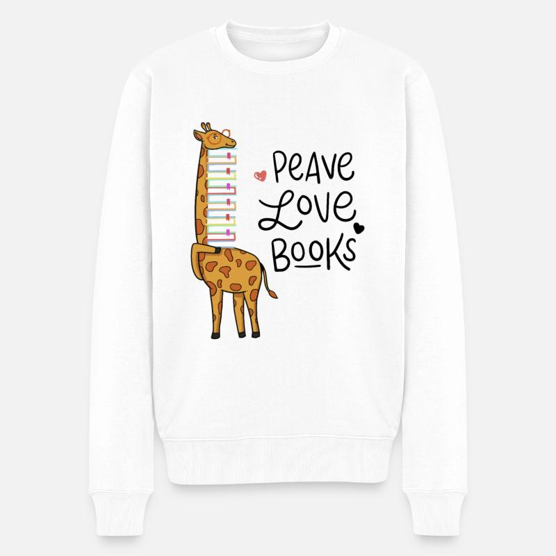 Lecture livres livre girafe - Pull Premium bio Homme - blanc