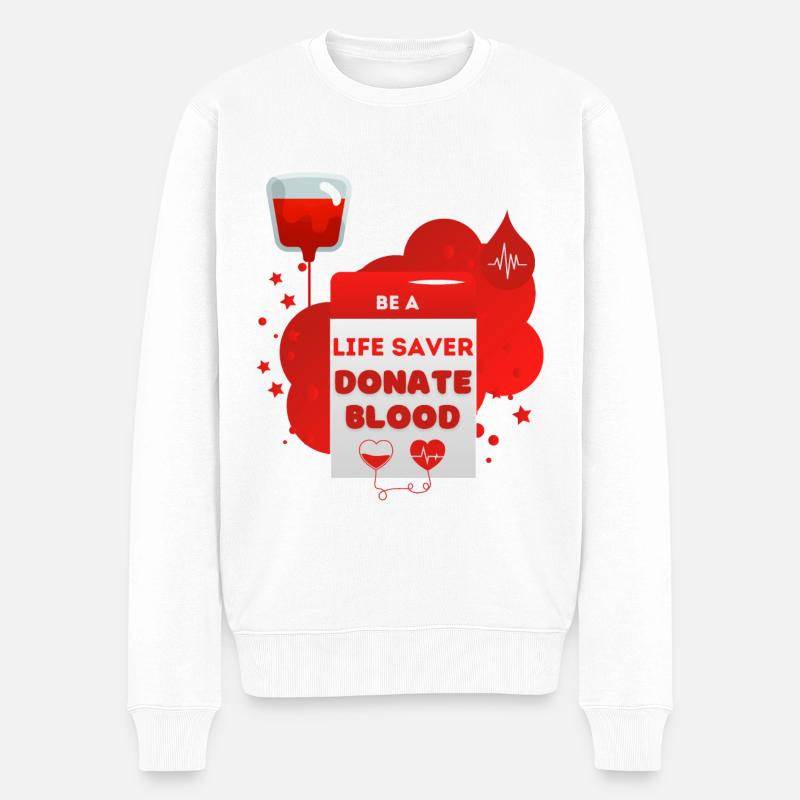 Blutspende Sei ein Lebensretter Blut spenden - Männer Premium Bio Pullover - Weiß