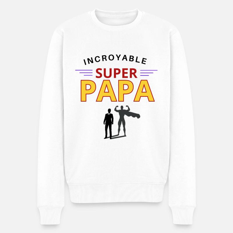 Incroyable Super papa - Pull Premium bio Homme - blanc