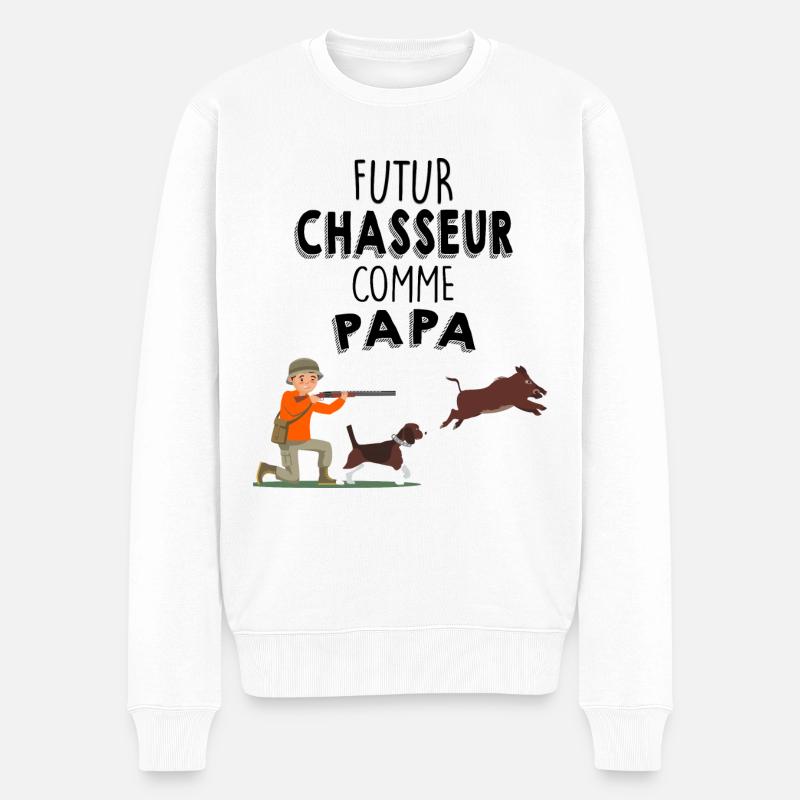 Enfant chasseur comme papa - Pull Premium bio Homme - blanc